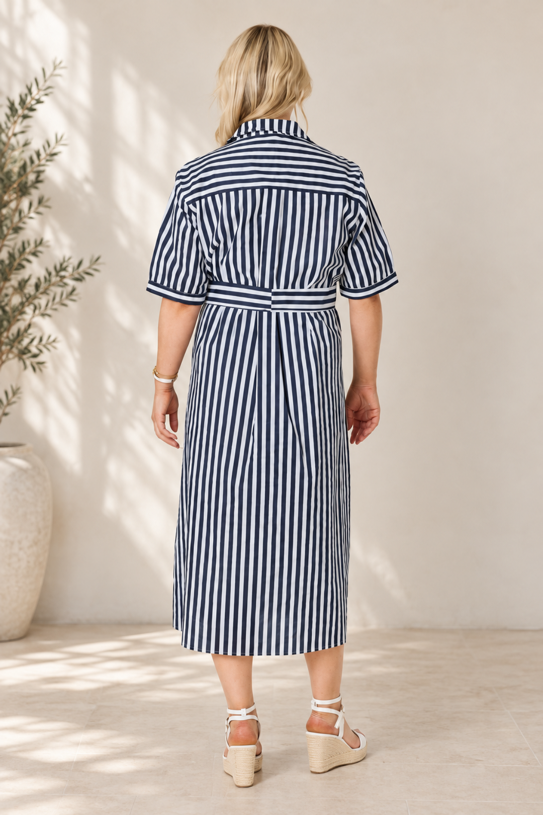 Riviera Stripe Shirtdress - Navy/White - GS51