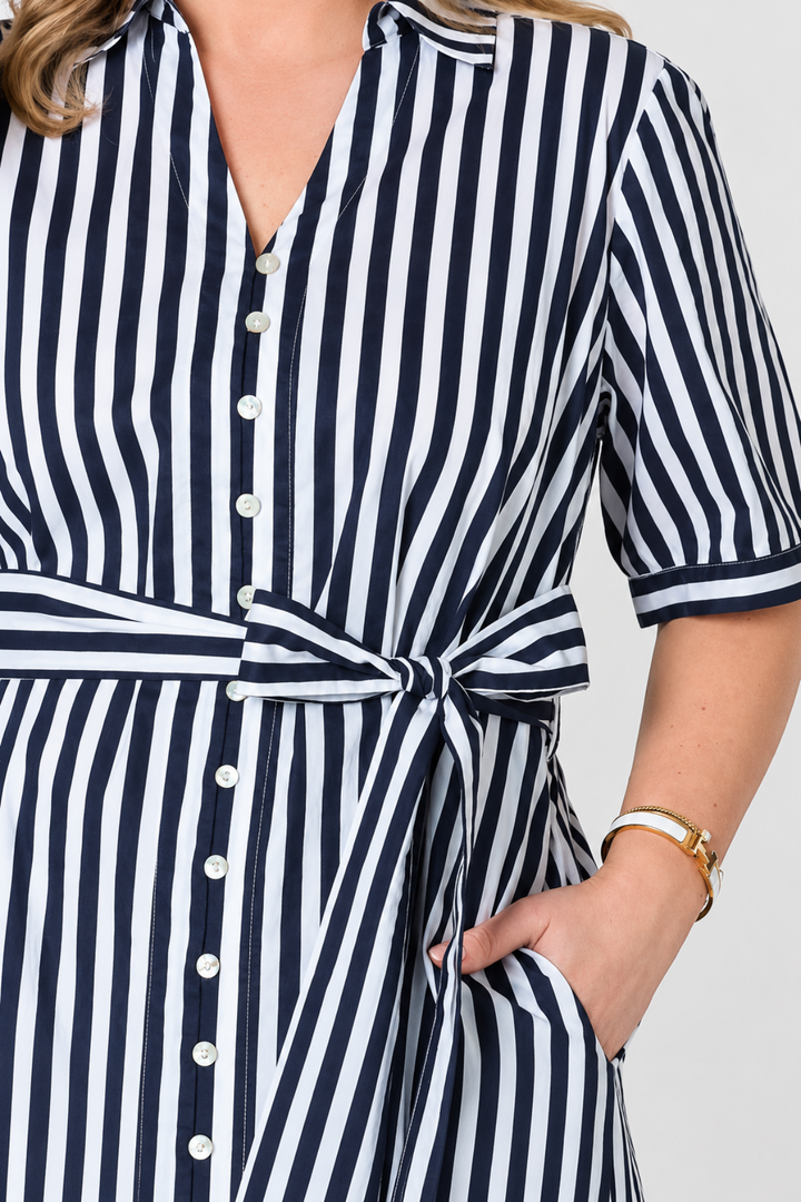 Riviera Stripe Shirtdress - Navy/White - GS51