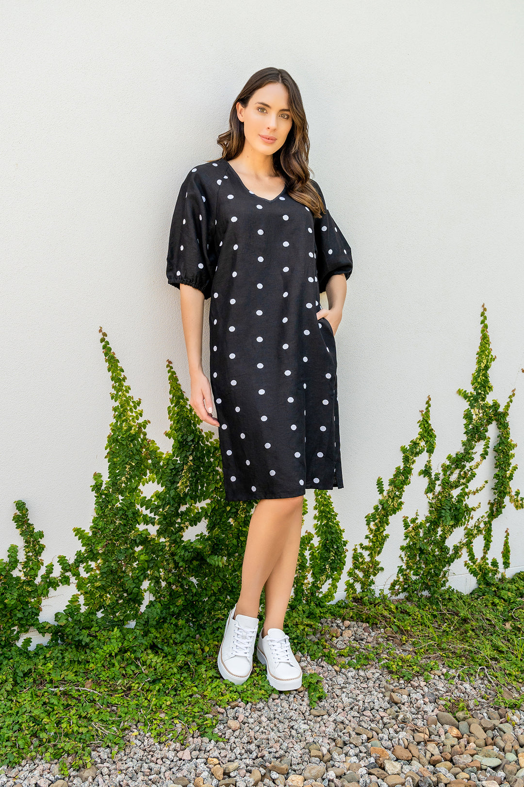 Black and white spot dress by See Saw clothing, sold and shipped from Pizazz Boutique Nelson Bay online women's clothes shops Australia