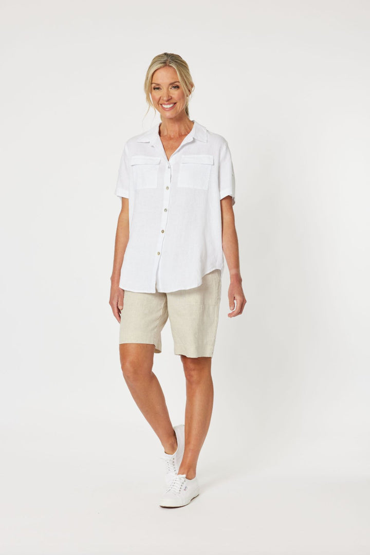 Safari Linen Shirt - White - GS16