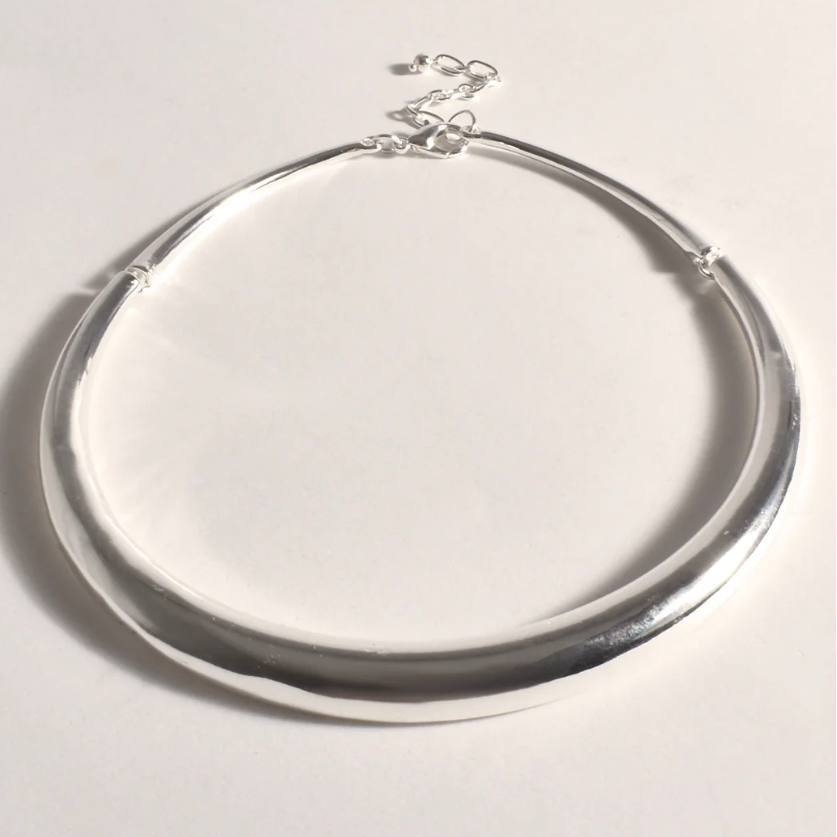 Structured Collar Necklace - Silver - AD8