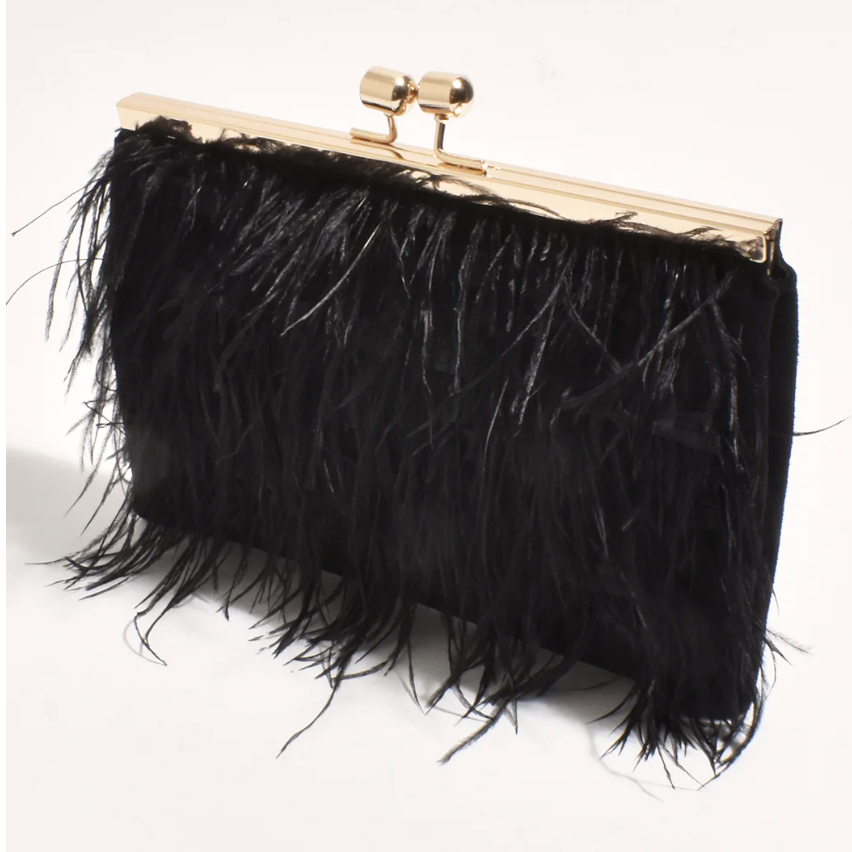 Cher Feather Floaty Clutch - Black - AD13