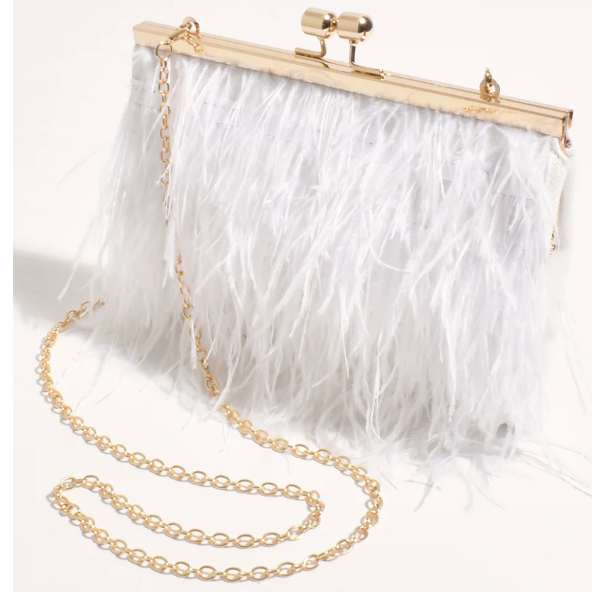 Cher Feather Floaty Clutch - White - AD13