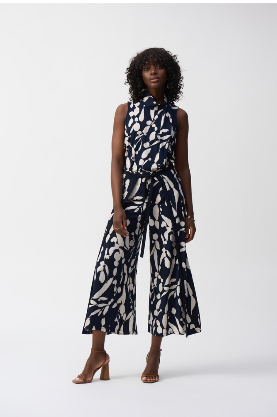 Abstract Print Wide Leg Pants -  Midnight -JR43