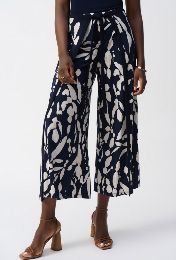 Abstract Print Wide Leg Pants -  Midnight -JR43