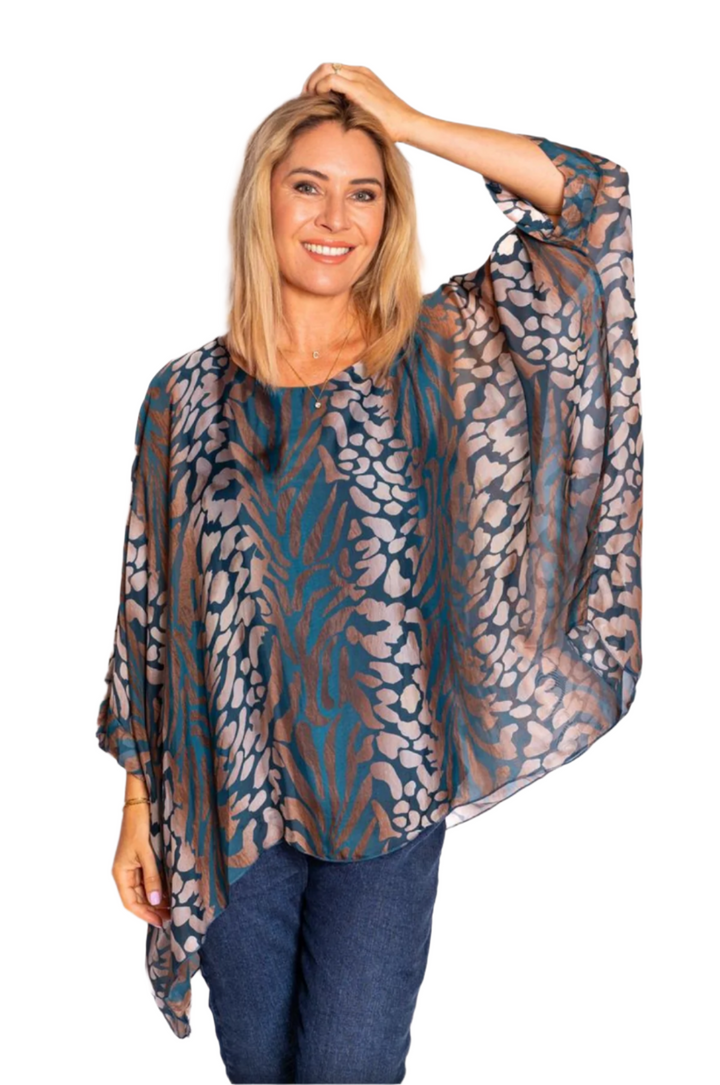 Sultana Silk Batwing Top - Animal print - TIC1