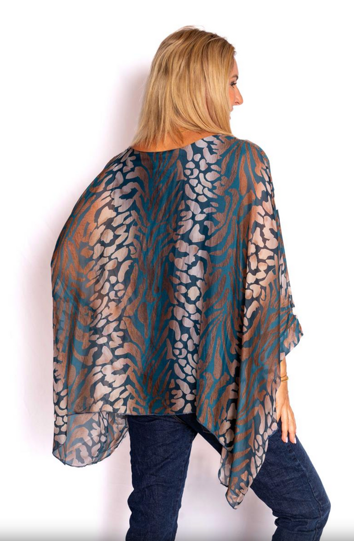 Sultana Silk Batwing Top - Animal print - TIC1