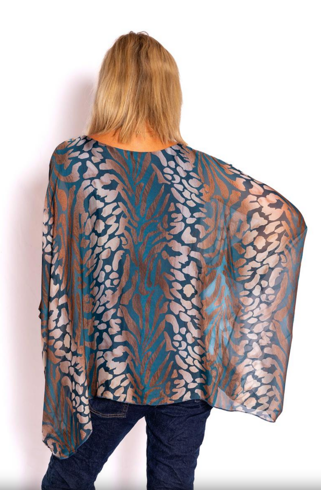 Sultana Silk Batwing Top - Animal print - TIC1