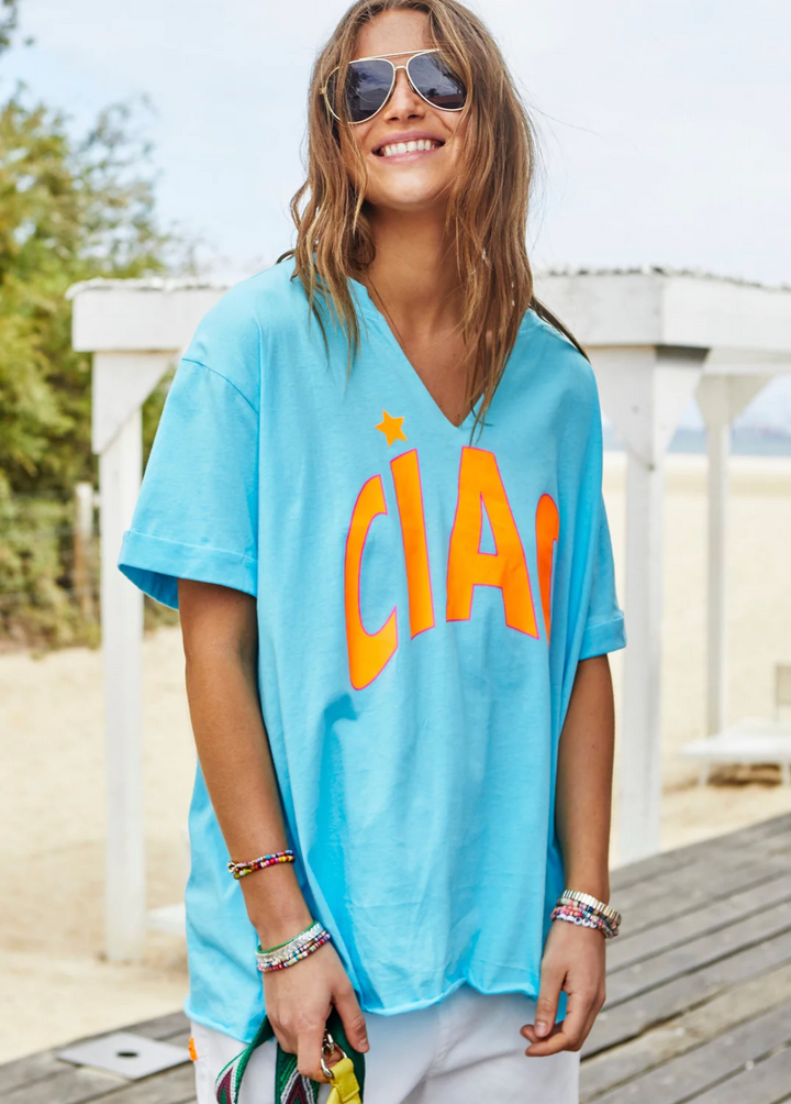 Slouchy Tee - Aqua - HC11