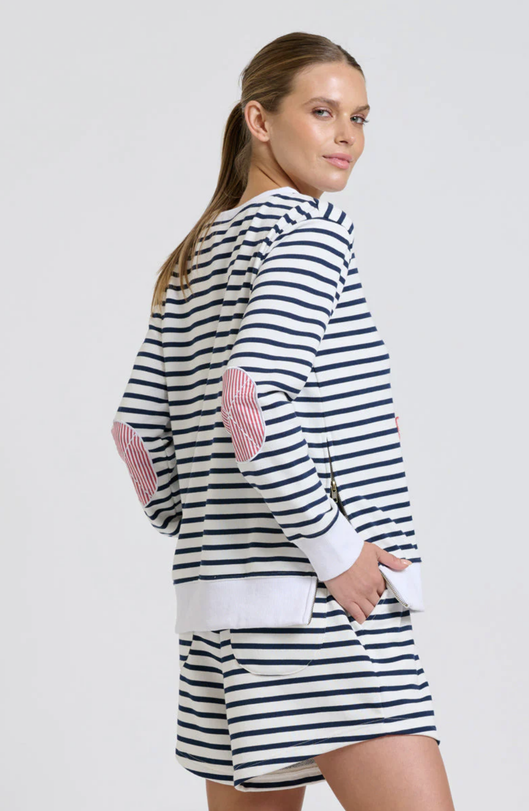Zip Side Nautical Sweatshirt - Stripe - EST5