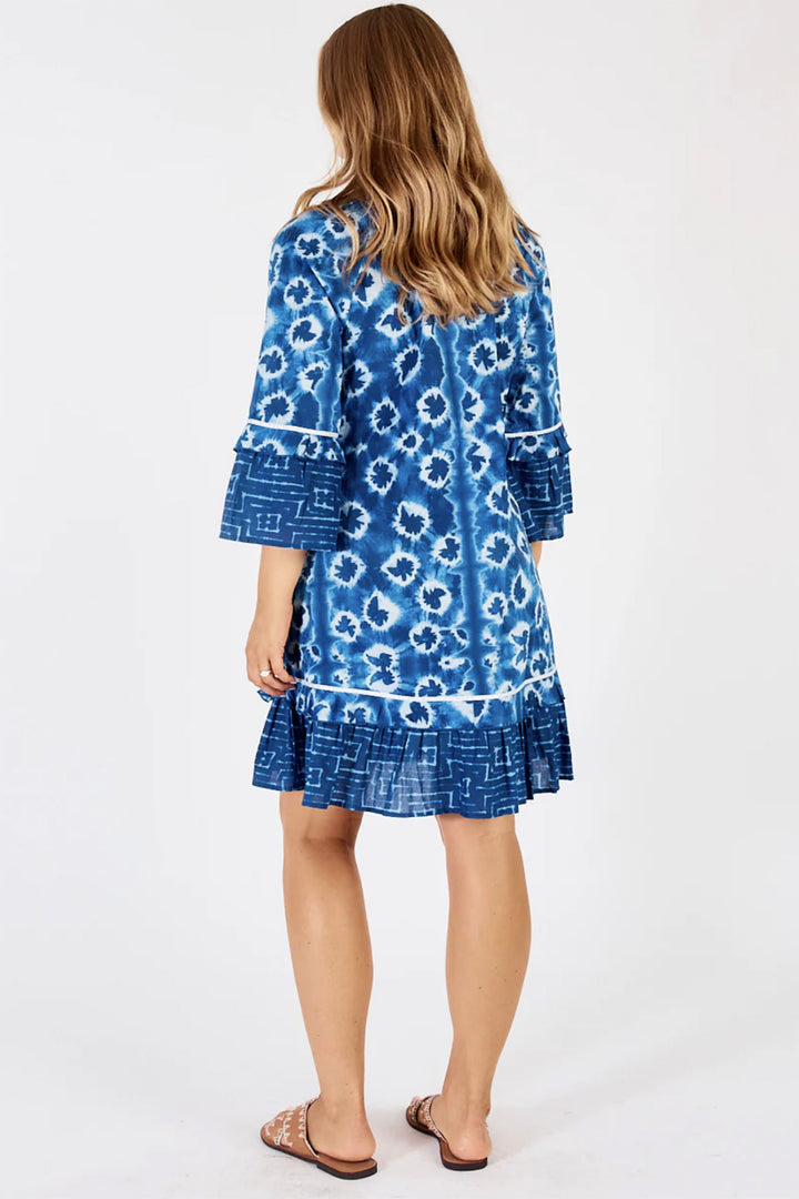 Shibori Shirred Dress - Indigo - LL40