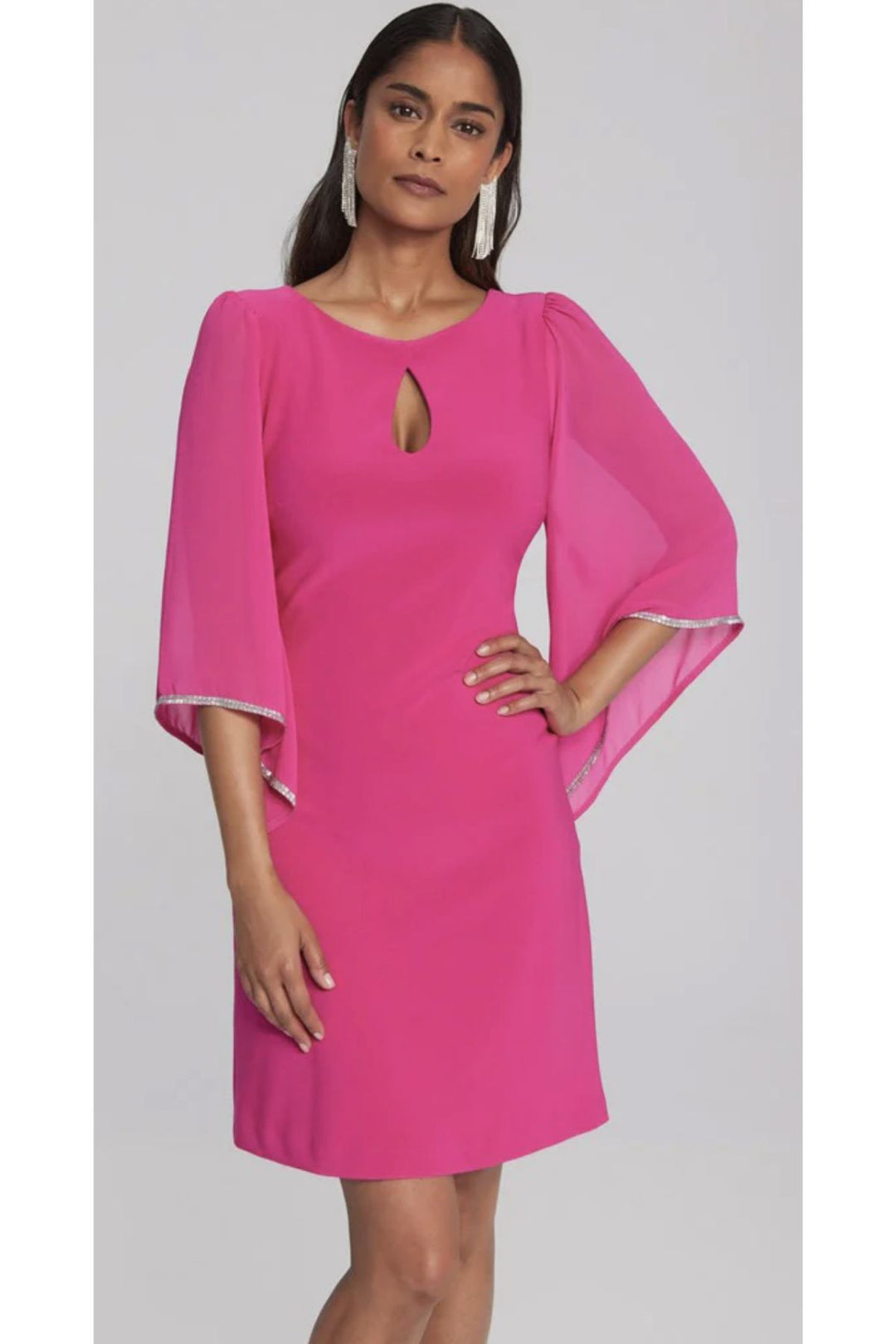 Silky Knit Shift Dress - Shocking Pink - JR26