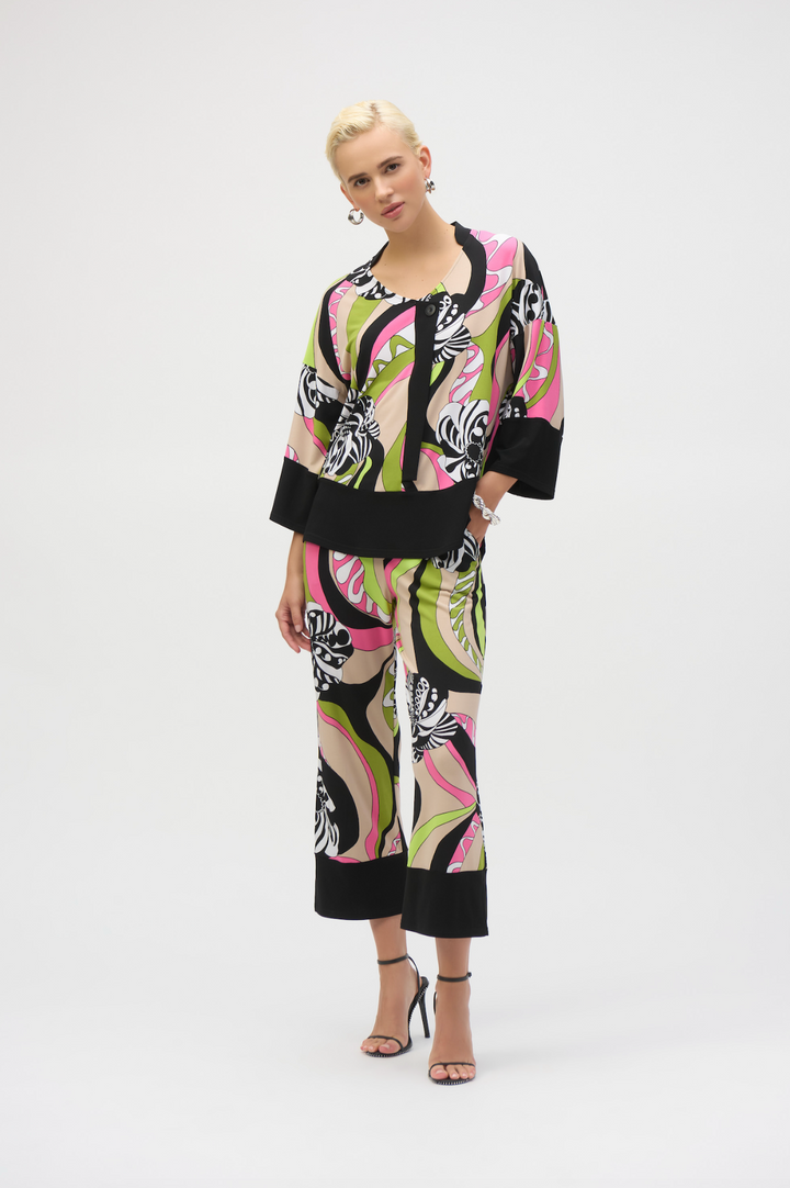 Silky Retro Print Tunic - Black/Multi - JR60