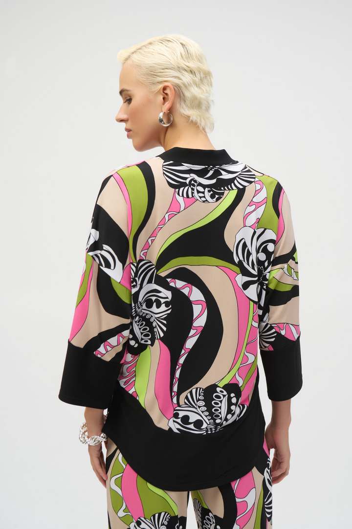 Silky Retro Print Tunic - Black/Multi - JR60