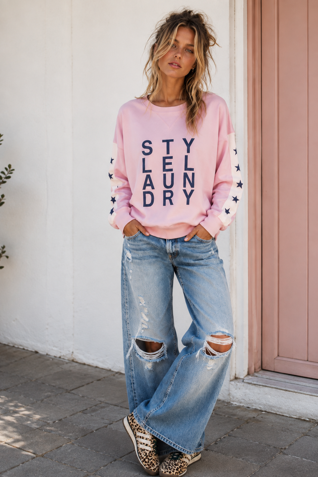 Stars And Logo Sweat - Pink - SL1
