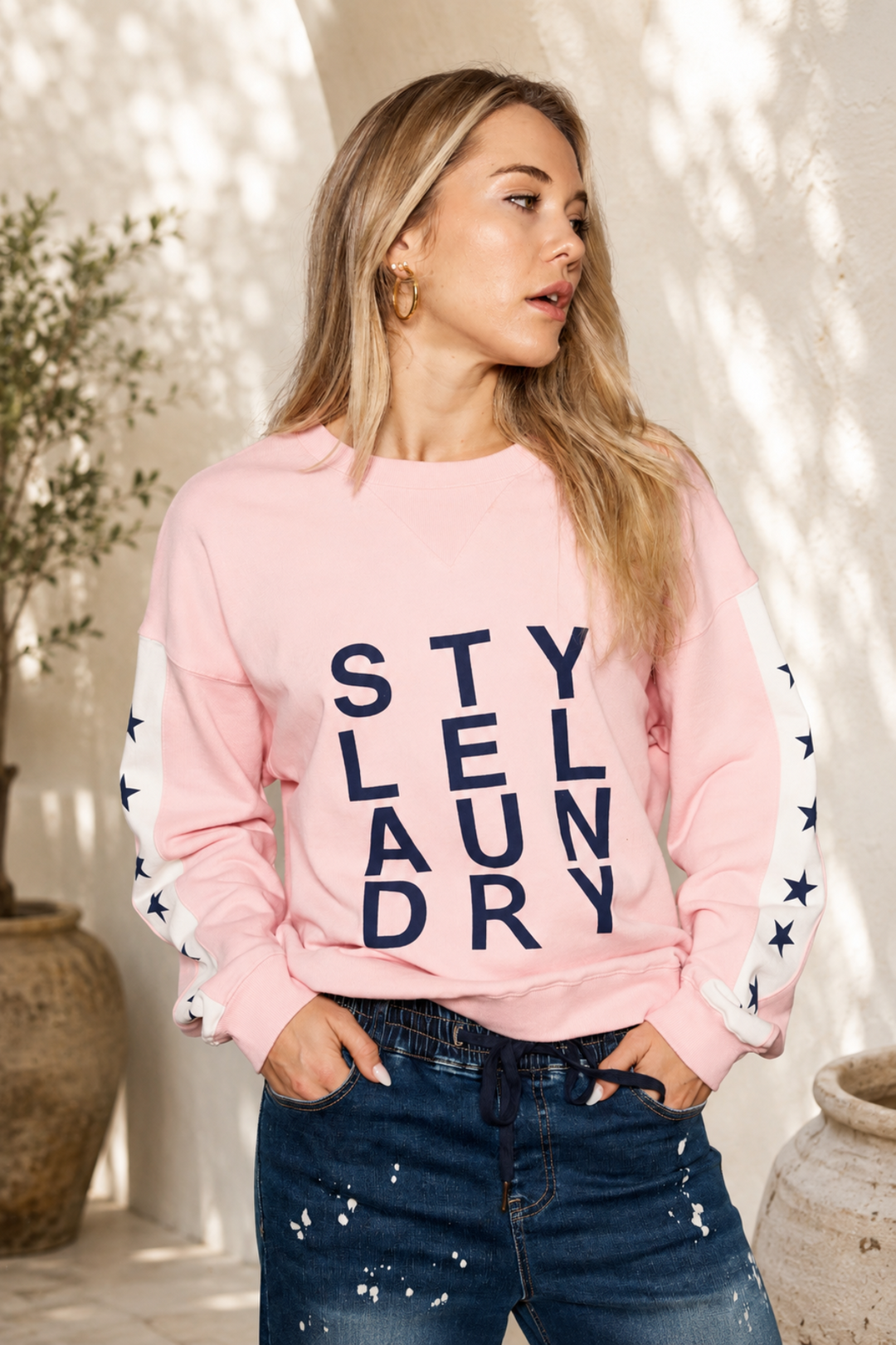 Stars And Logo Sweat - Pink - SL1