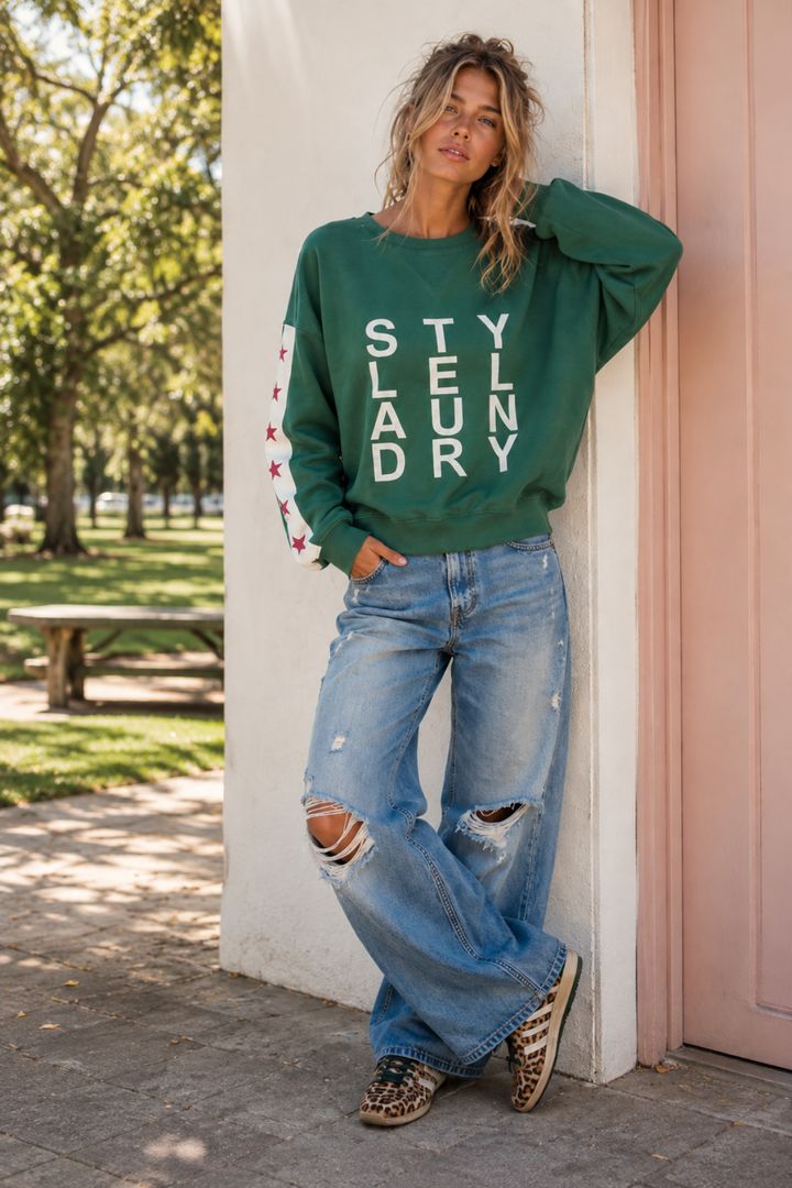 Stars And Logo Sweat - Green - SL1