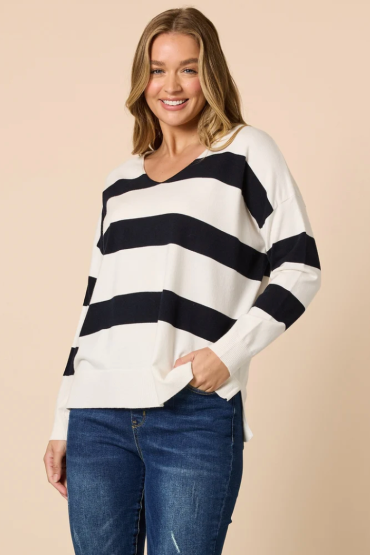 Striped Knit - Navy/Ivory - TZ40