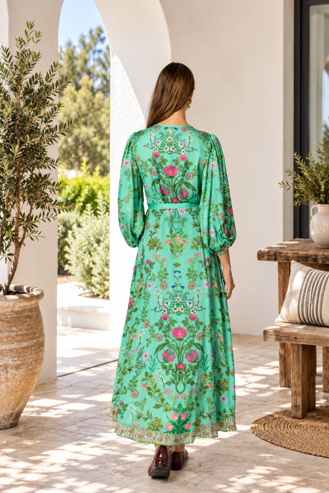 Tatiana Wrap Dress - Green - RY26
