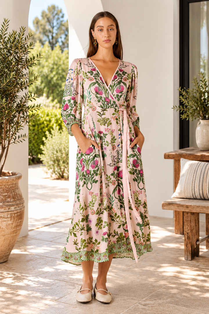 Tatiana Wrap Dress - Pink - RY26