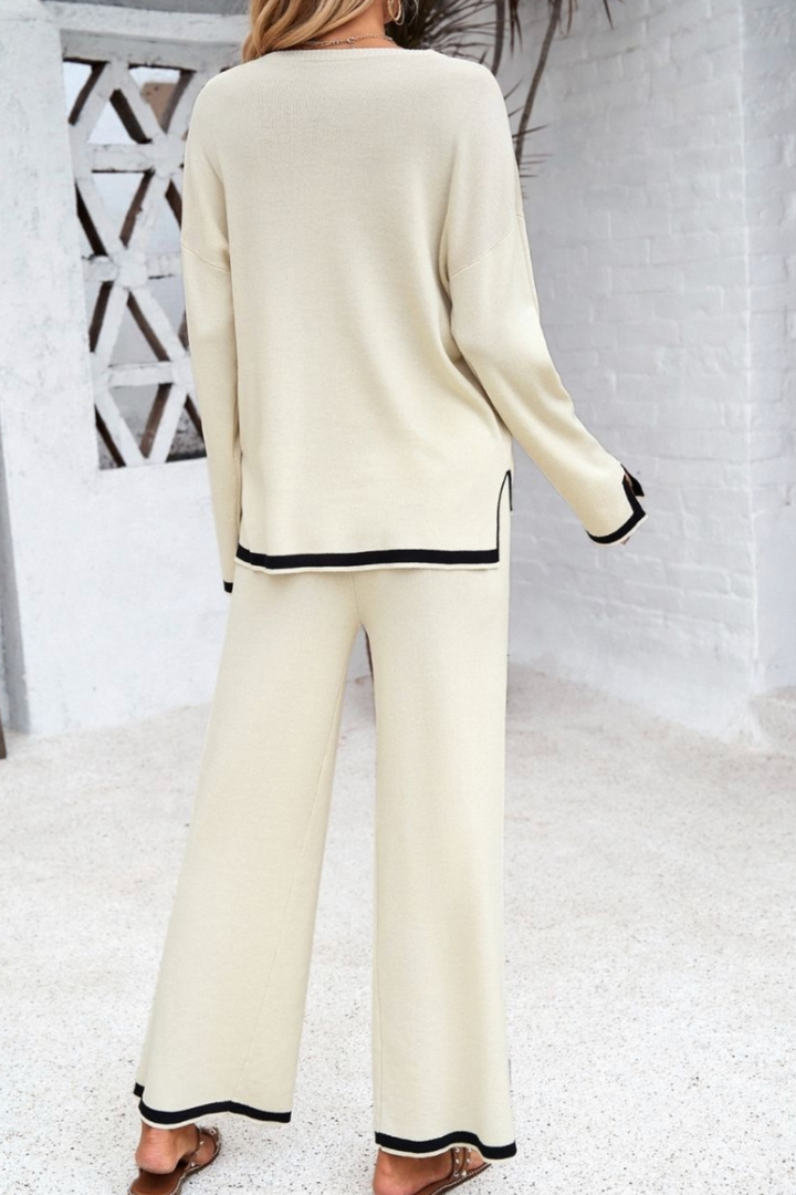 L/S Knitted Lounge Set - Cream - MF14