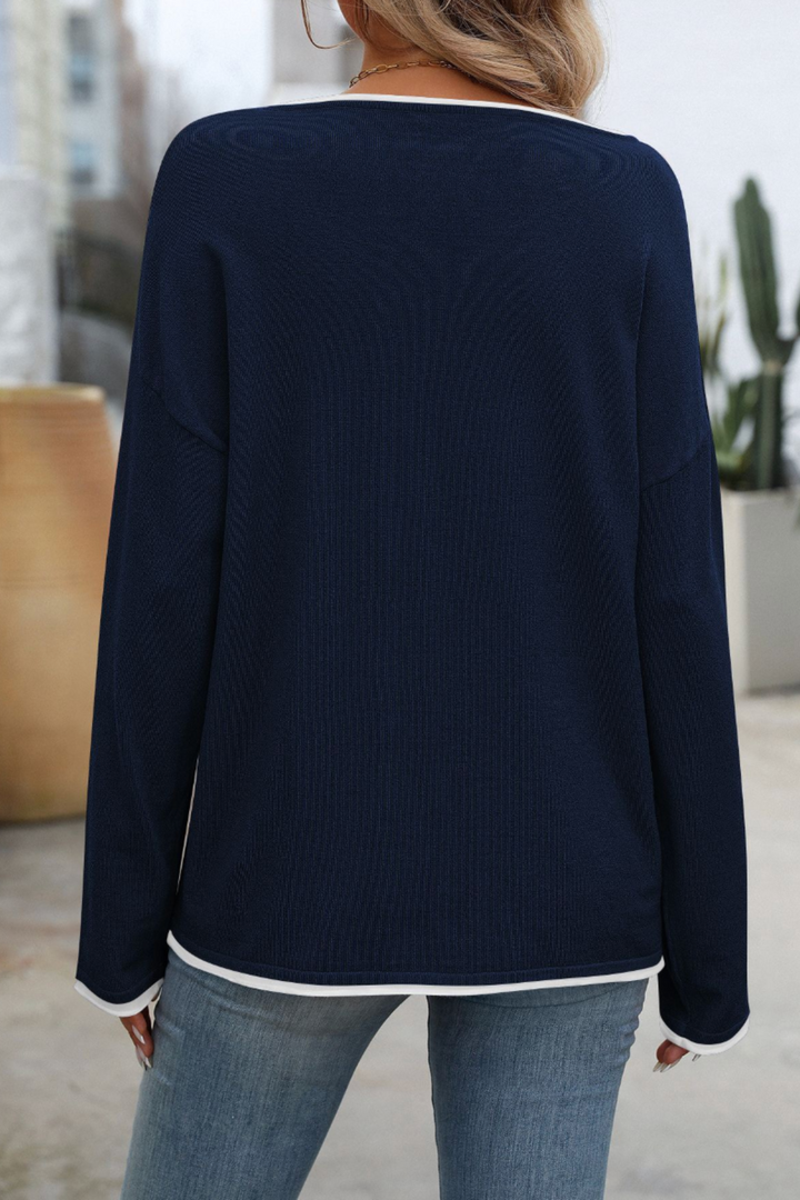 Boat Neck Knit - Navy - MF7