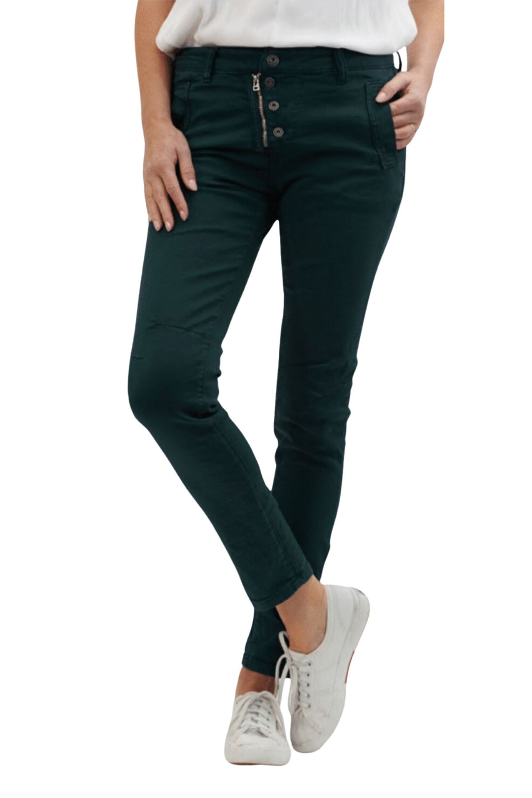 Classic Button Jeans - Forest - IS10