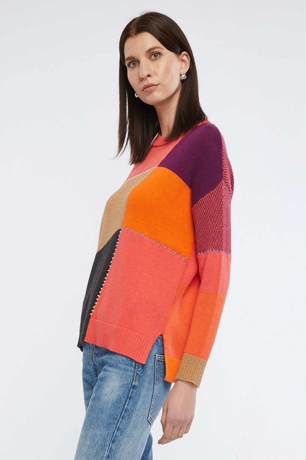 patchwork jumper in dubarry by Zaket & Plover side view