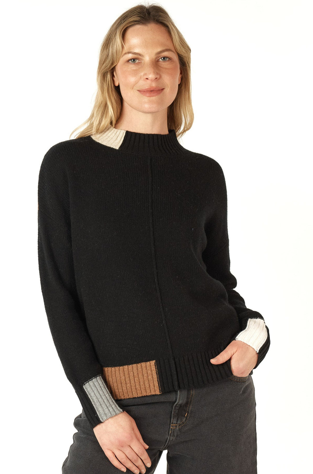 Colour Block Jumper - Black - ZP2