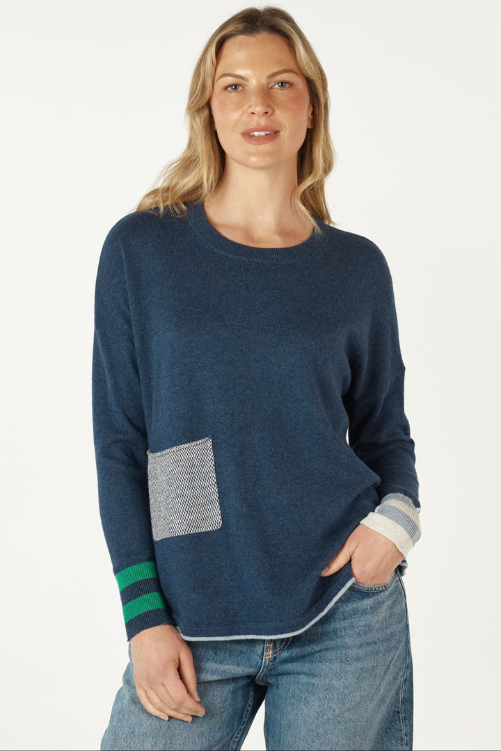 Birdseye Trim Jumper - Denim - ZP7