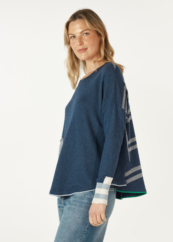 Birdseye Trim Jumper - Denim - ZP7