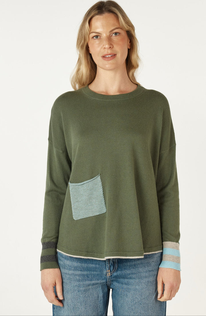 Birdseye Trim Jumper - Olive - ZP7