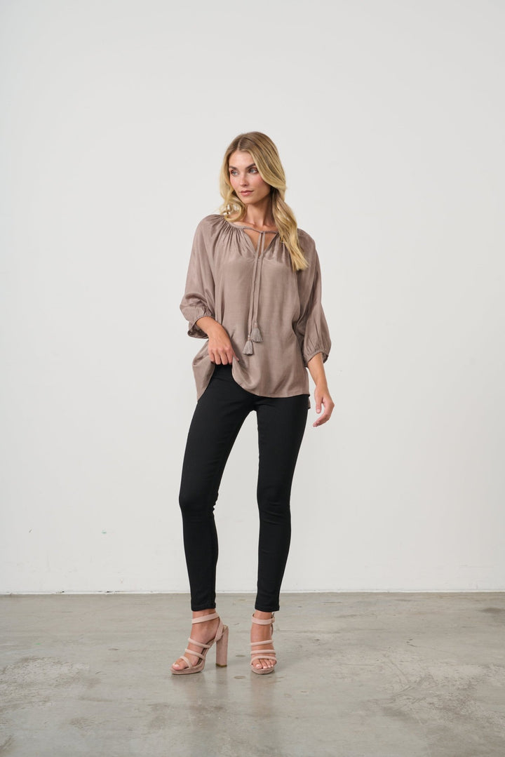 Aella Tie Top - Latte - CJ19 - Pizazz BoutiqueCaju