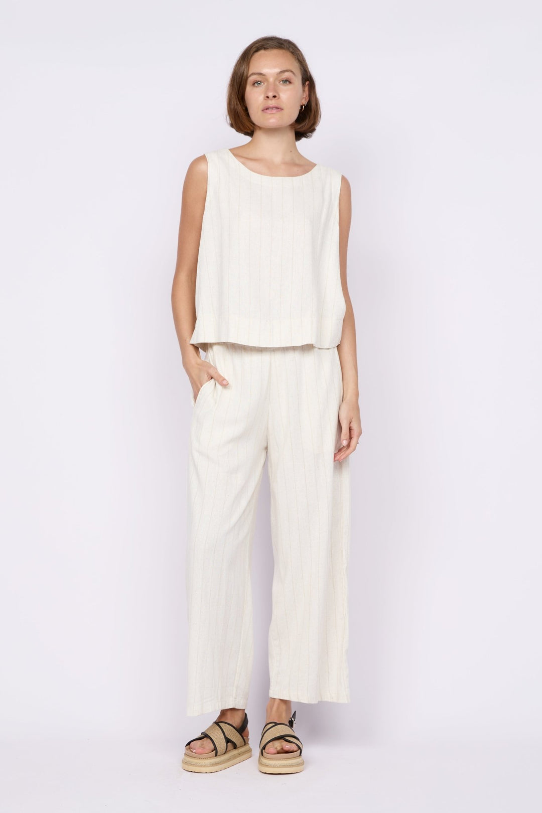 Aleesha Tank - Natural Stripe - CB26 - Pizazz BoutiqueCarbon The Label
