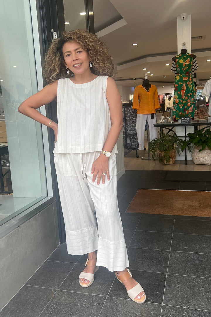 Aleesha Tank - Natural Stripe - CB26 - Pizazz BoutiqueCarbon The Label
