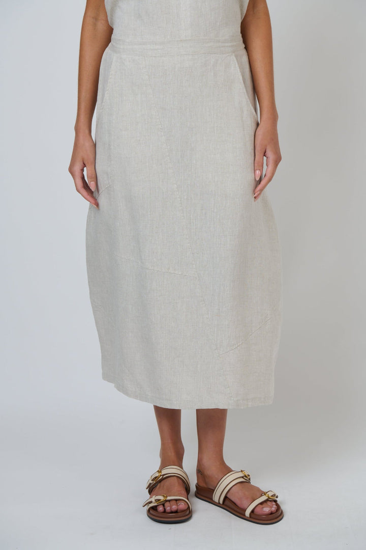 Alessia Linen Midi Skirt - Pizazz BoutiqueNaturals By O & J