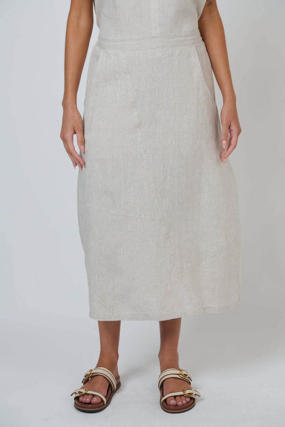 Alessia Linen Midi Skirt - Pizazz BoutiqueNaturals By O & J