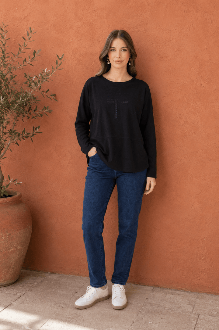 Alice Long Sleeve Tee - Black - TT34 - Pizazz BoutiqueTwo-T's