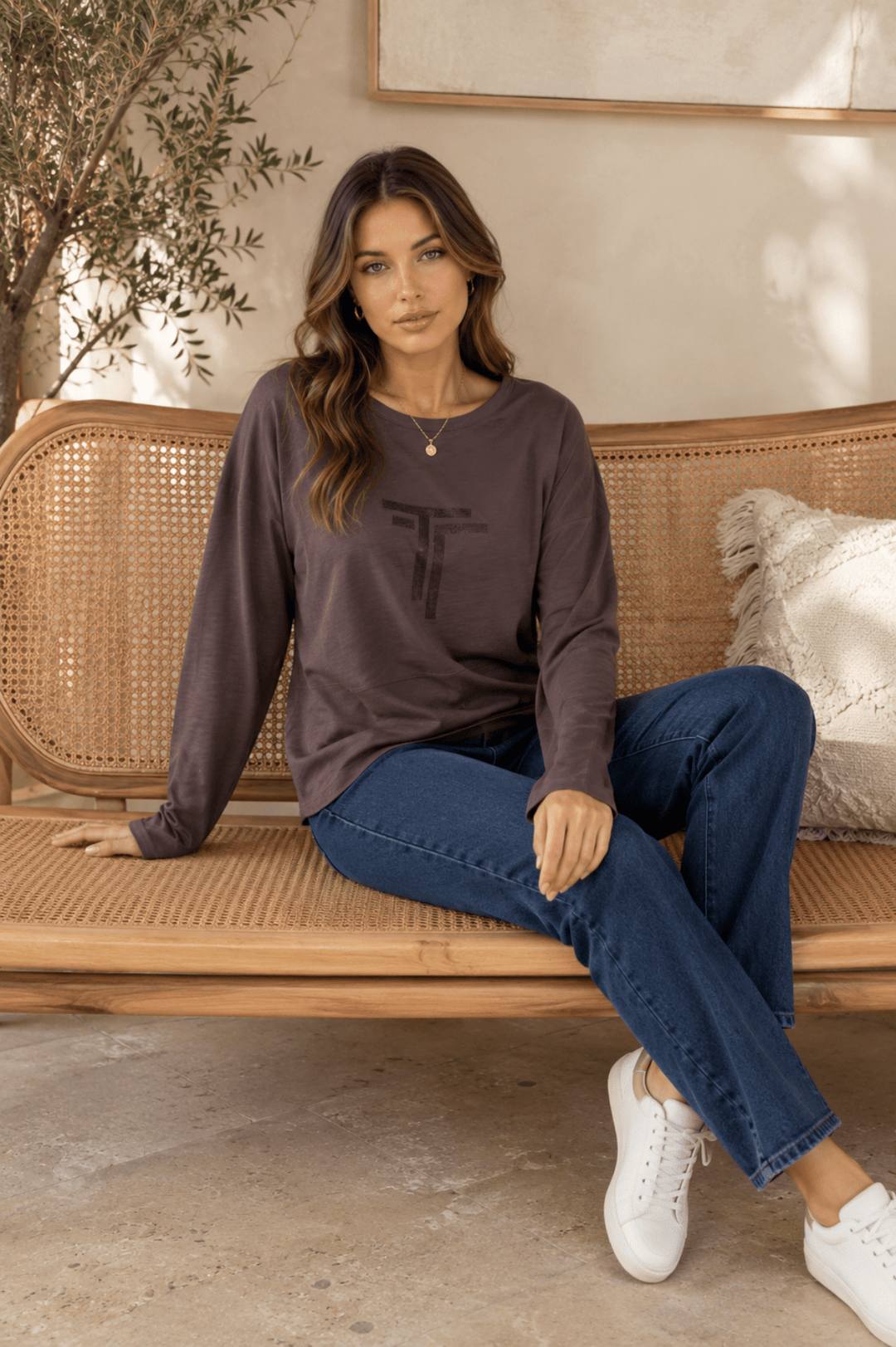 Alice Long Sleeve Tee - Espresso - TT34 - Pizazz BoutiqueTwo-T's
