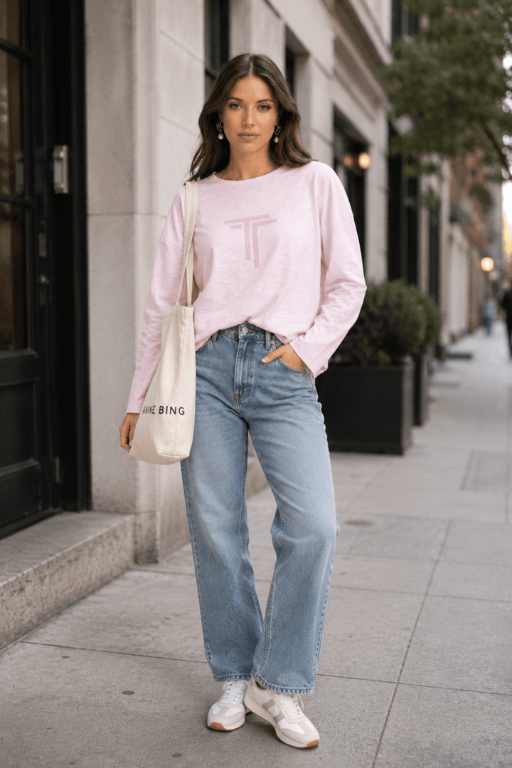 Alice Long Sleeve Tee - Pale Pink - TT34 - Pizazz BoutiqueTwo - T's