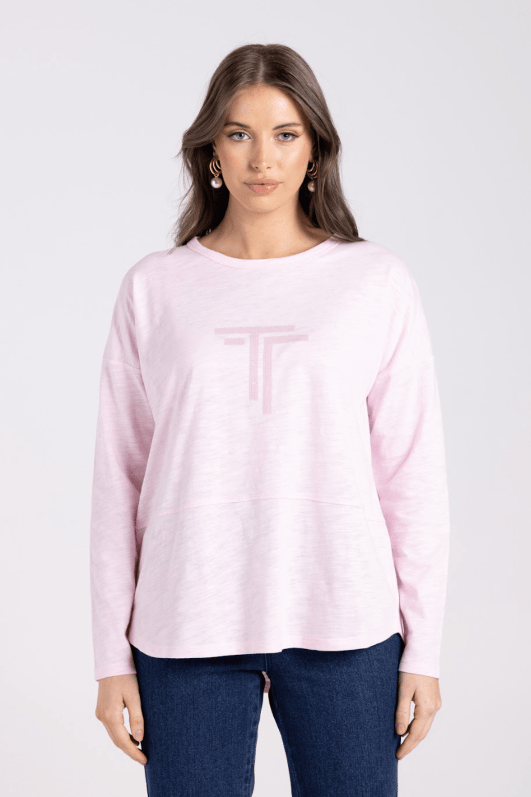 Alice Long Sleeve Tee - Pale Pink - TT34 - Pizazz BoutiqueTwo - T's