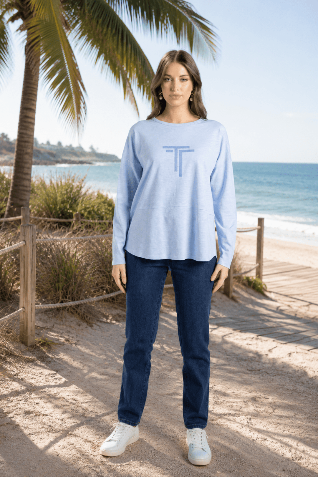 Alice Long Sleeve Tee - Powder Blue - TT34 - Pizazz BoutiqueTwo-T's