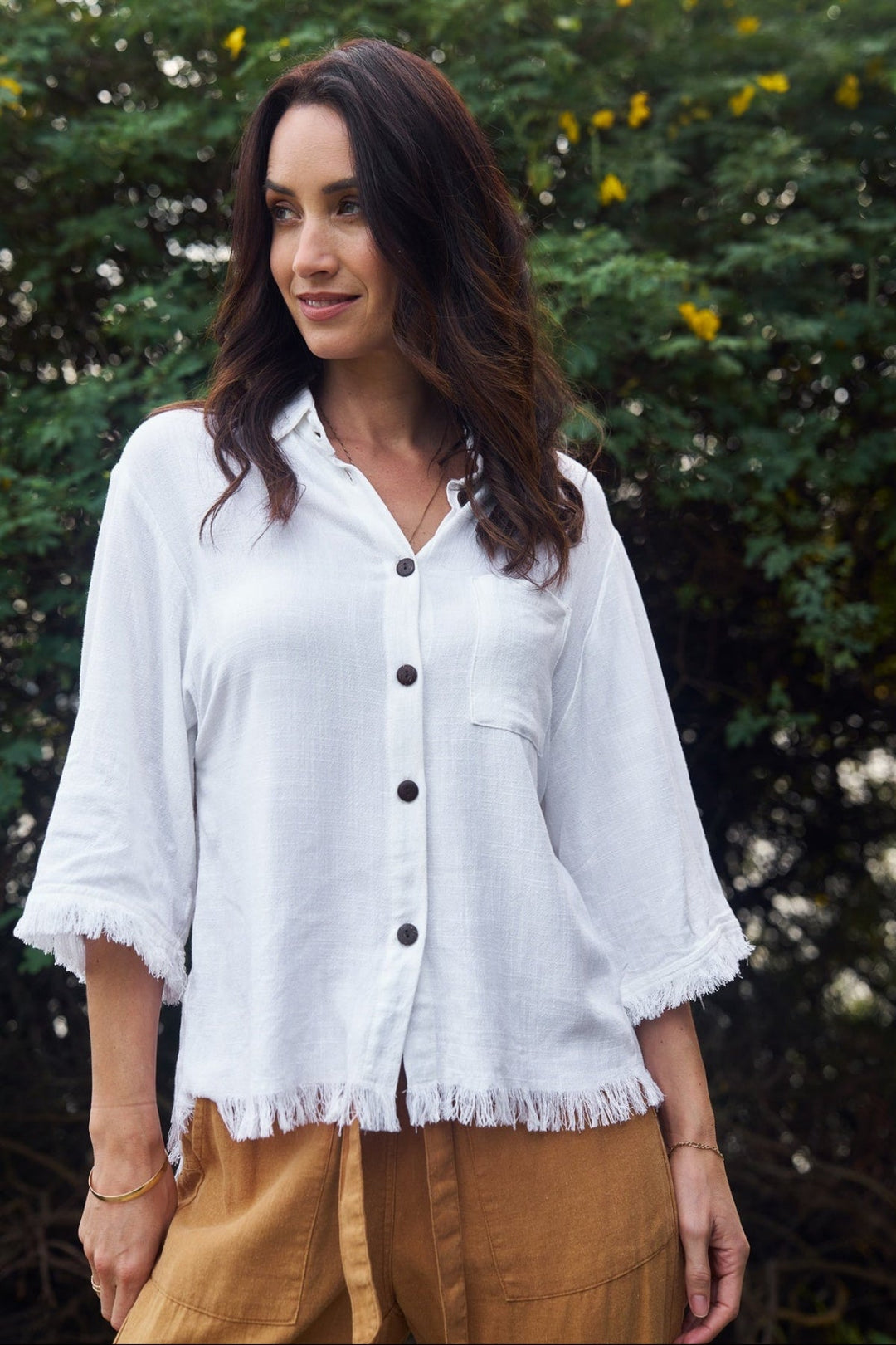 Alix Frayed Shirt - White - CB57 - Pizazz BoutiqueCarbon The Label