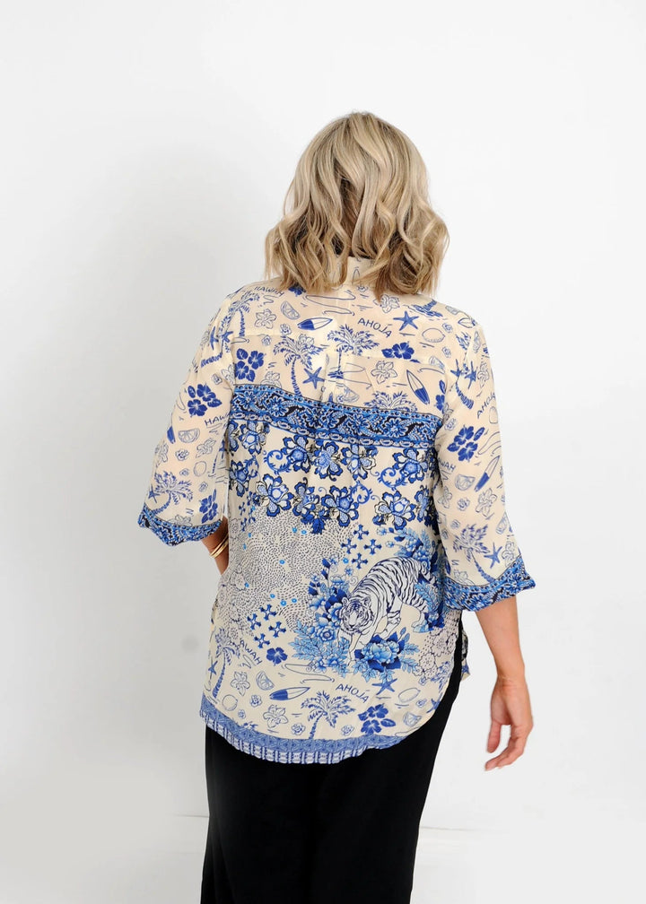 Aloha Shirt - Blue - IP1 - Pizazz BoutiqueIvy Pearl