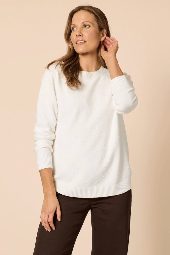 Alpine Spot Knit - Winter White - TZ52 - Pizazz BoutiqueThreadz