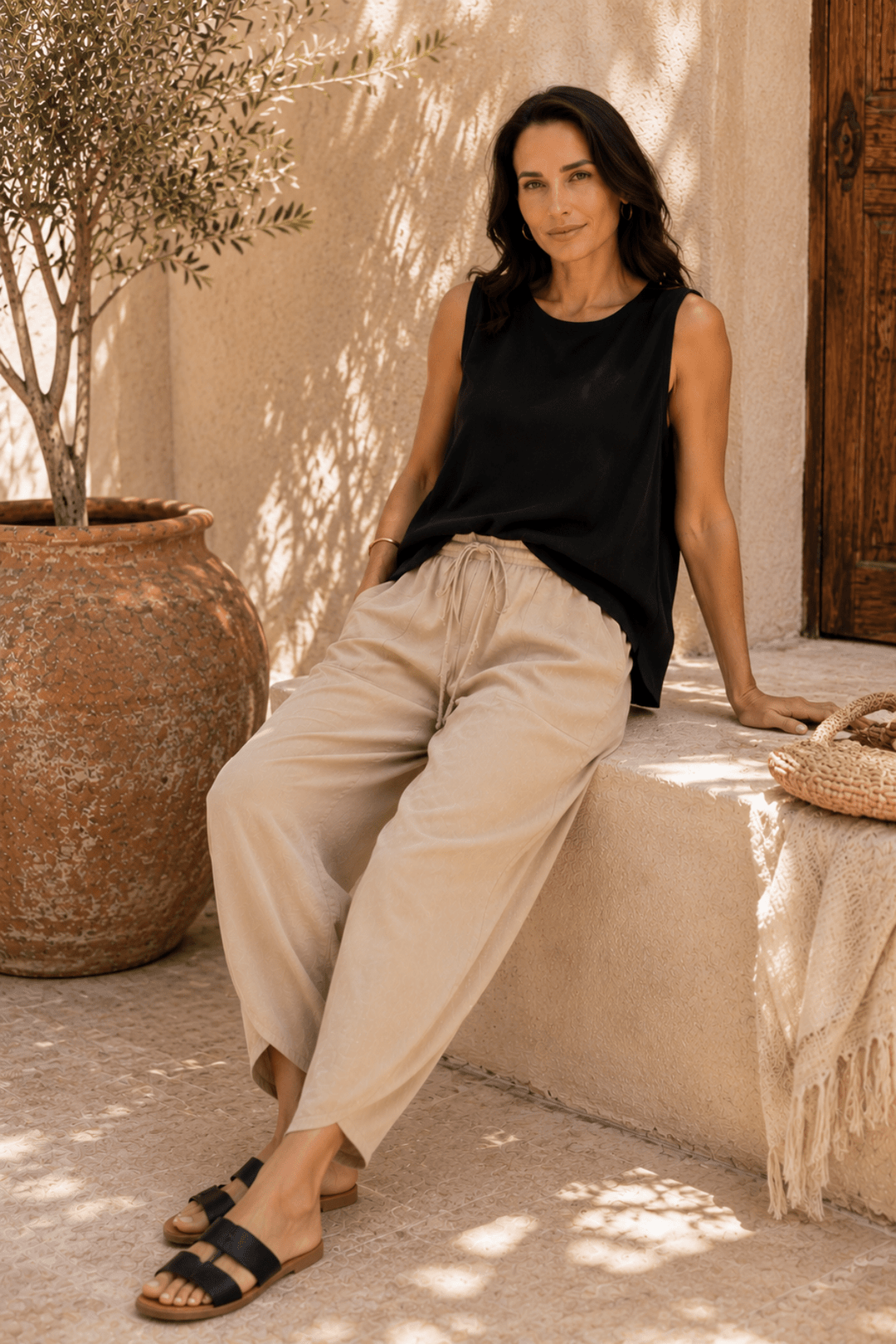 Amal Tulip Pant - Beige - CB82 - Pizazz BoutiqueCarbon The Label