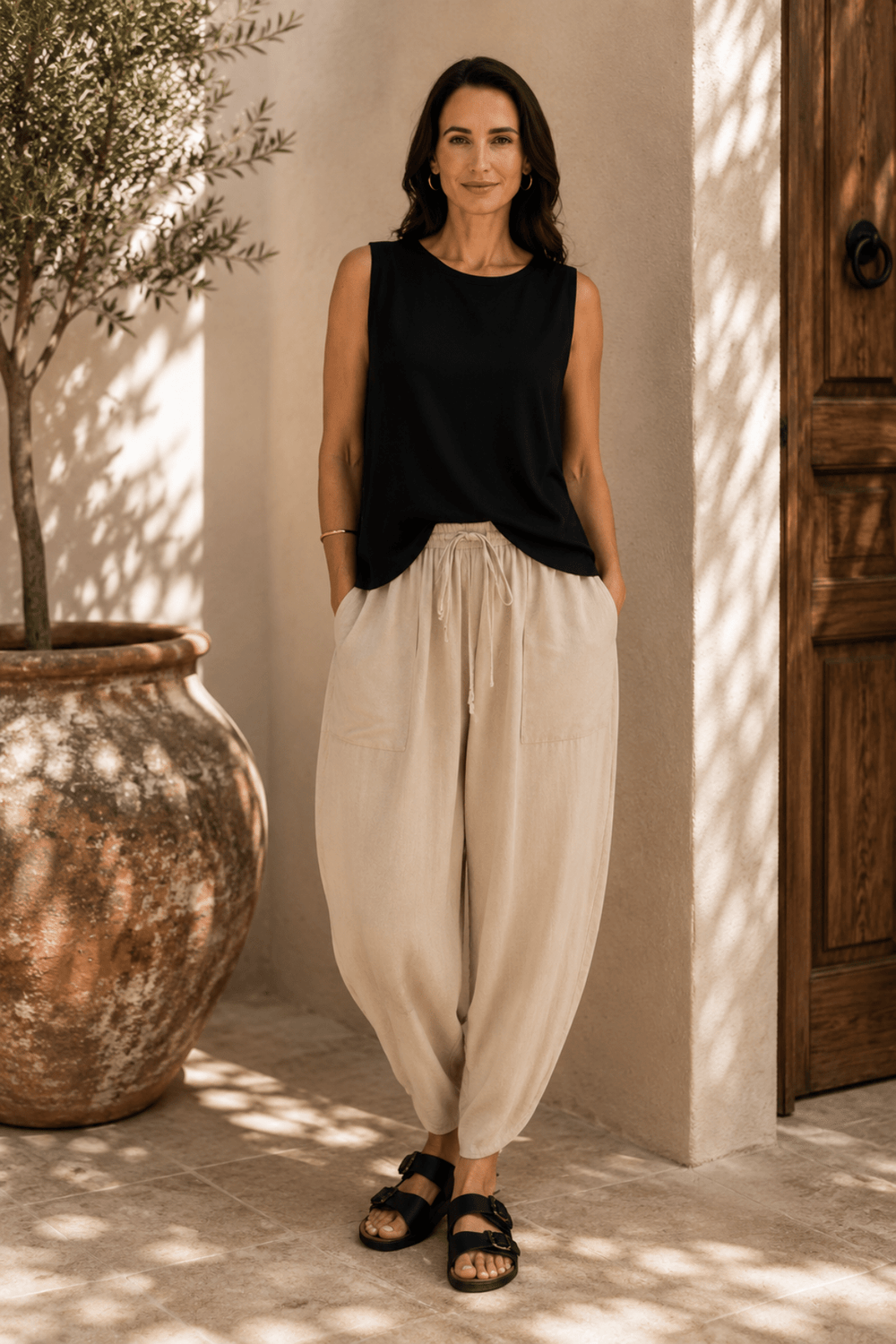 Amal Tulip Pant - Beige - CB82 - Pizazz BoutiqueCarbon The Label