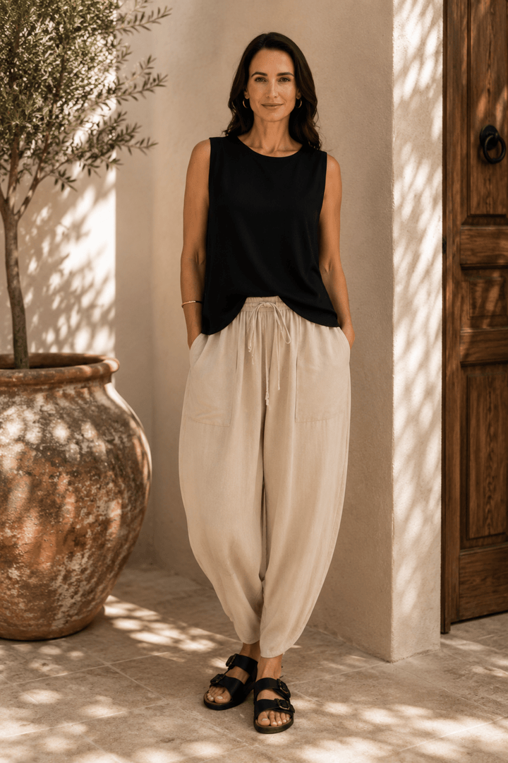 Amal Tulip Pant - Beige - CB82 - Pizazz BoutiqueCarbon The Label