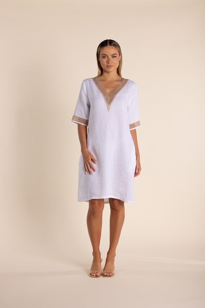 Rylan Linen Dress - White - TT37