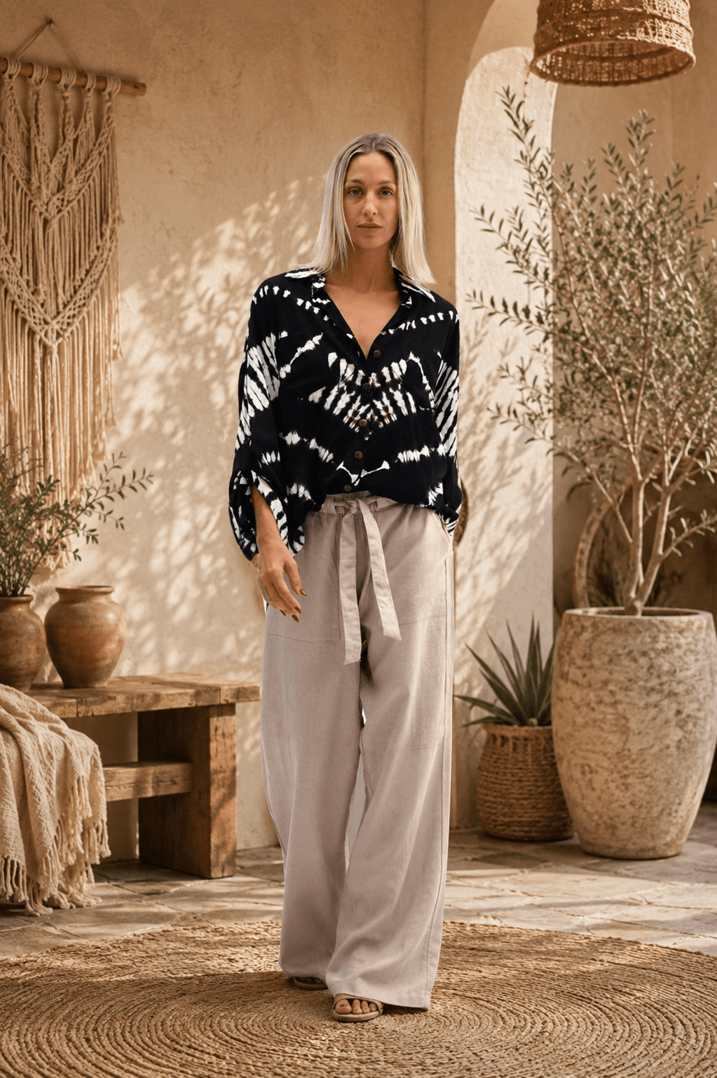 Amaya L/S Shirt - Black/Cream Ombre - CB69 - Pizazz BoutiqueCarbon The Label